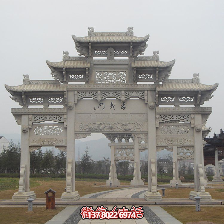 傳承古城文脈，精美石雕牌坊仿古門樓雕塑