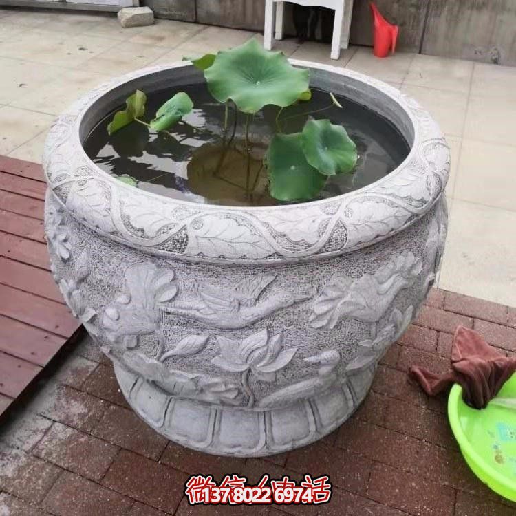 精美絕倫，濃濃古典風(fēng)情歐式別墅大理石浮雕魚(yú)缸擺件