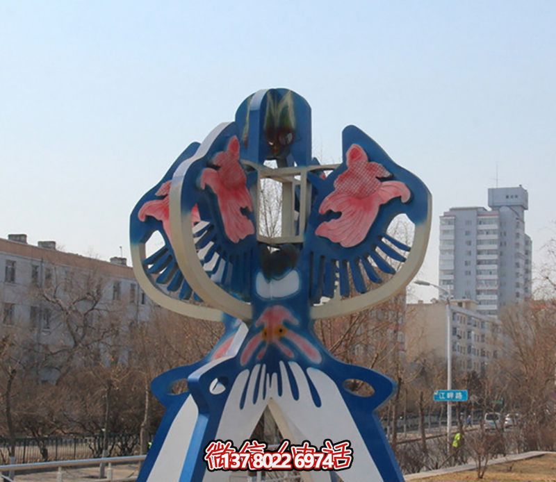 精美藍色石雕大型文化廣場彩繪風(fēng)箏雕塑