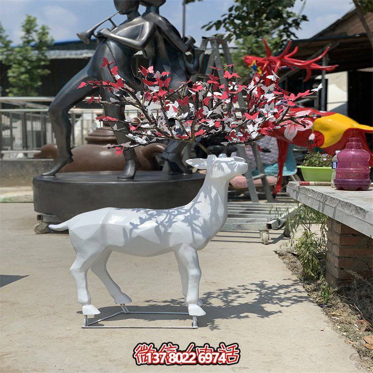 不銹鋼梅花鹿雕塑，點(diǎn)綴校園景觀(guān)