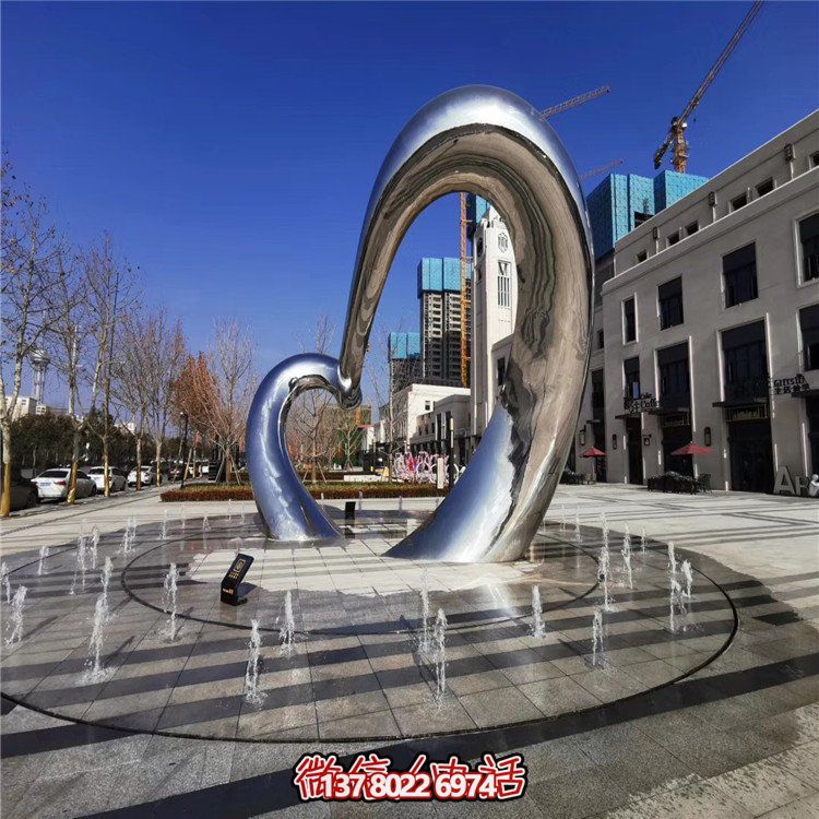 不銹鋼圓形雕塑精致工藝，拋光鏡面，抽象藝術(shù)