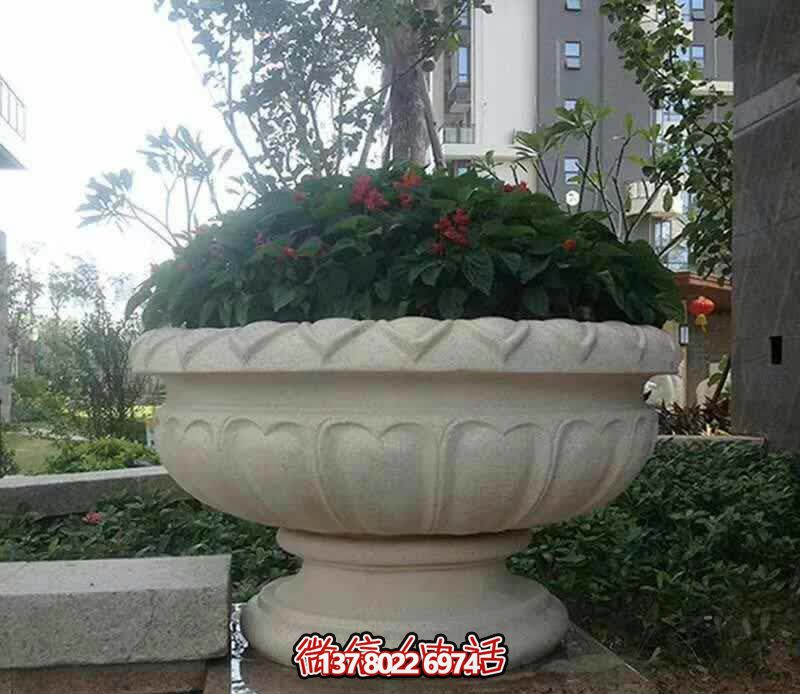 精美巨型大理石石雕花盆雕塑，讓你的別墅街道更加精彩