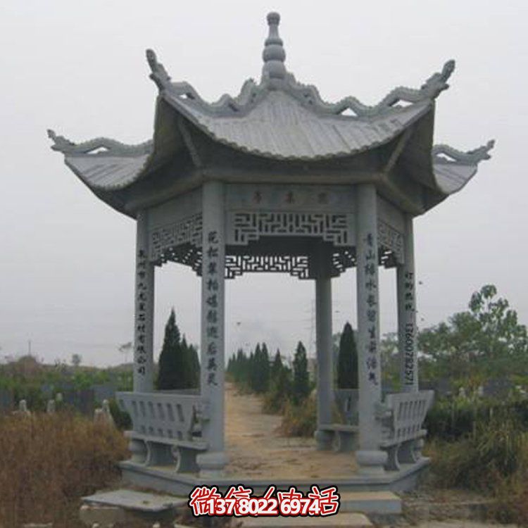 古建涼亭青石擺件，美化景區(qū)園林