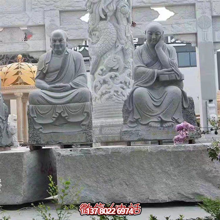 大型戶外石雕佛像雕塑，裝點(diǎn)美麗的寺院園林