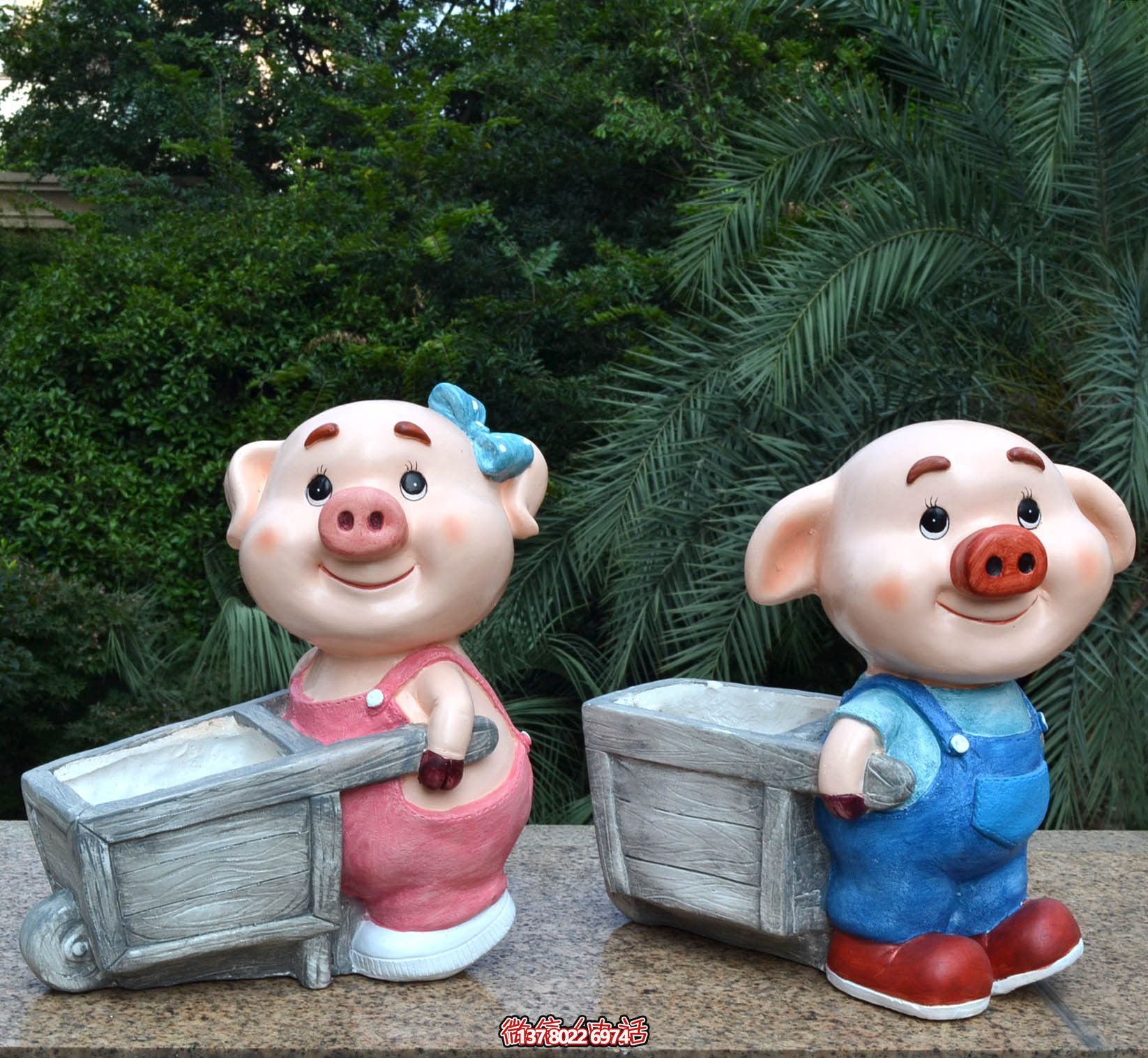 玻璃鋼彩繪雕塑拉車，美化公園景觀