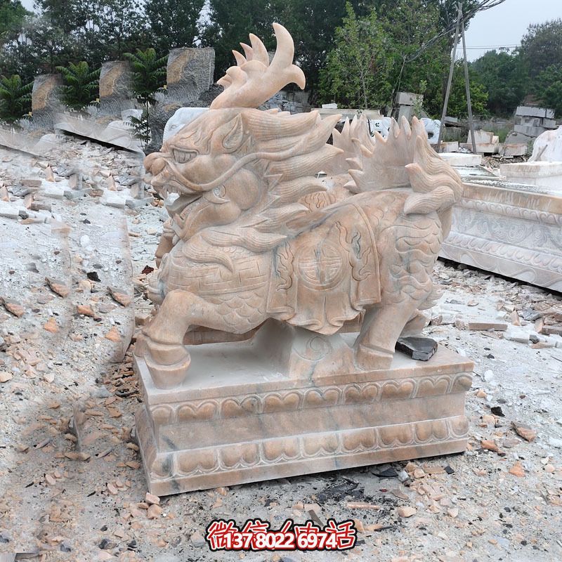 傳承古老文化，精美大理石麒麟雕塑