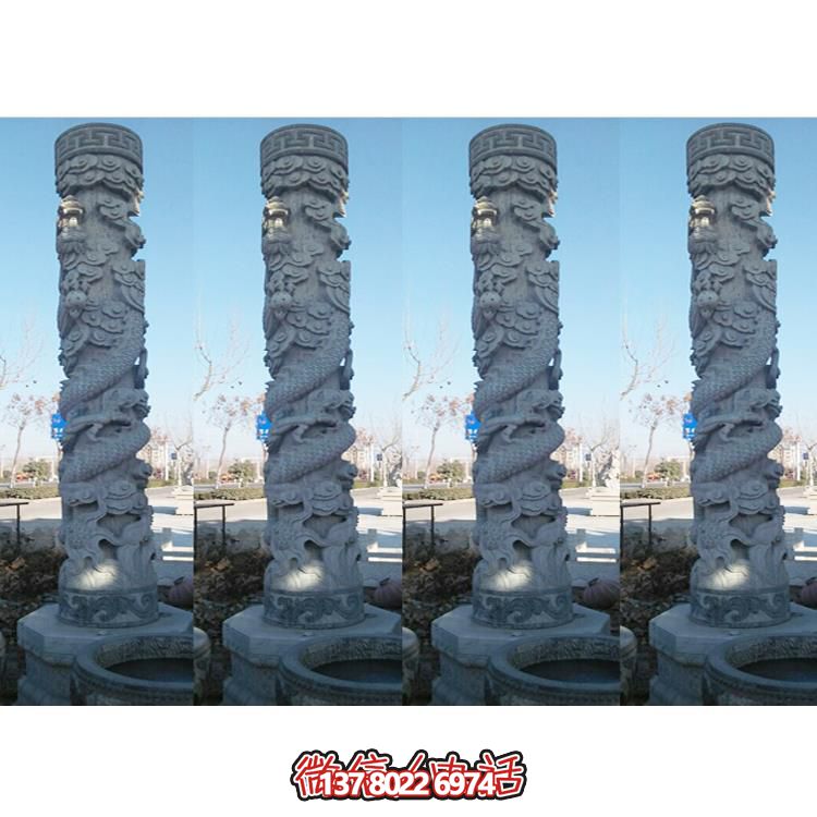 盤(pán)龍大型戶外景觀浮雕龍柱雕塑