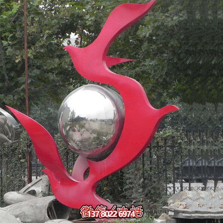 不銹鋼抽象鴿子雕塑，為您的園林景觀增添高雅氣息
