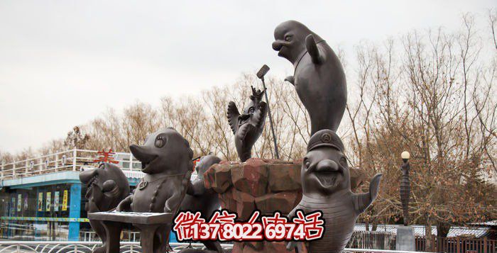 不銹鋼海豚雕塑，個(gè)性創(chuàng)意花園裝飾