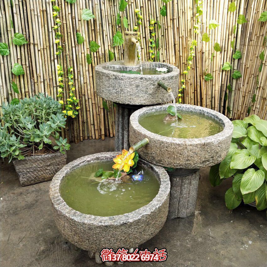 戶外石磨流水景觀擺件，讓你的庭院變得更加美輪美奐