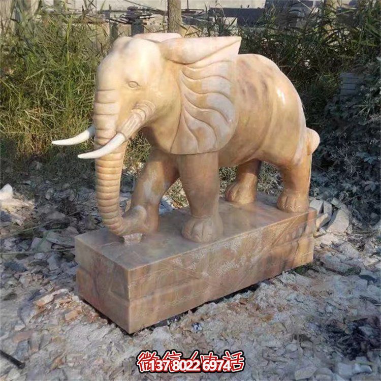 自然石材雕塑，吉祥大象守護(hù)家門