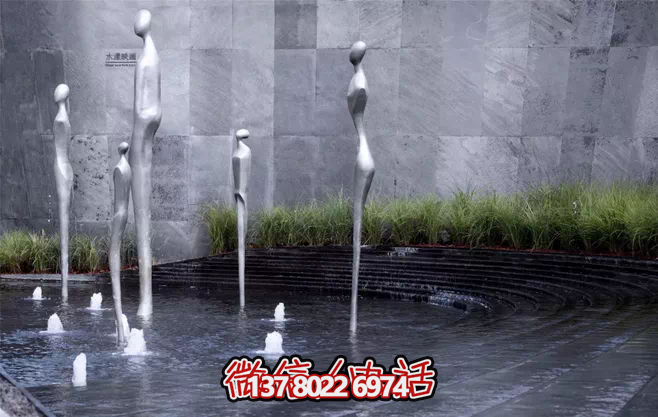不銹鋼抽象噴泉雕塑，景觀創(chuàng)意裝置