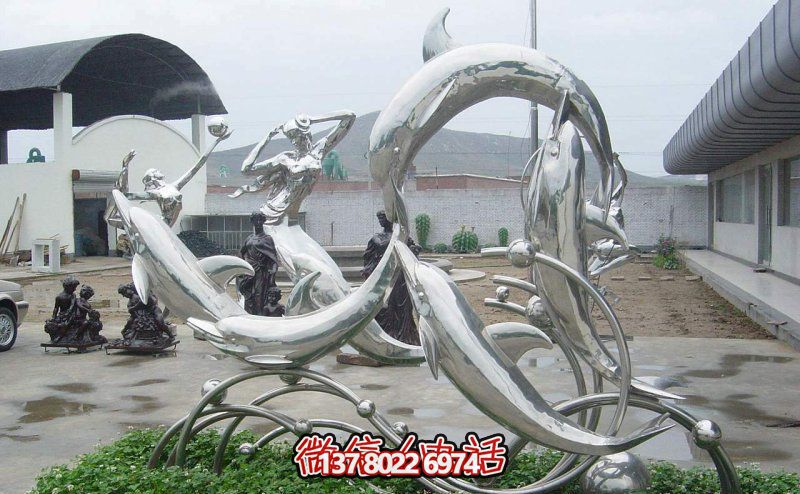 一群活躍海豚，為游樂園帶來更多樂趣——不銹鋼海豚雕塑