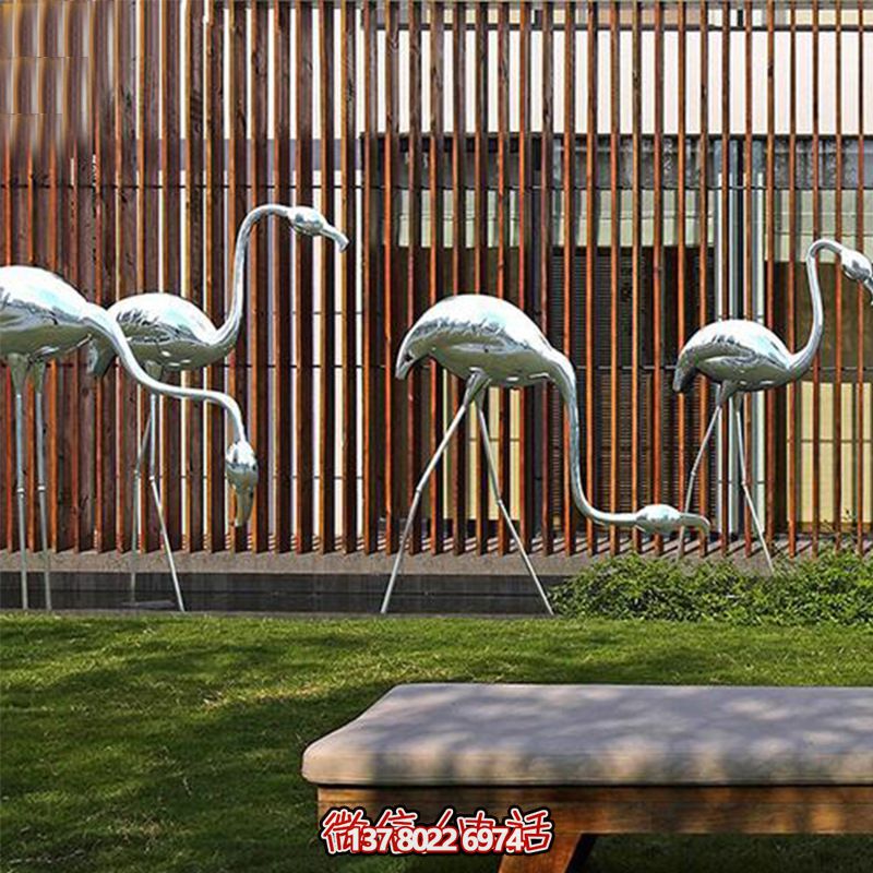 公園休閑裝飾，精美不銹鋼雕塑火烈鳥