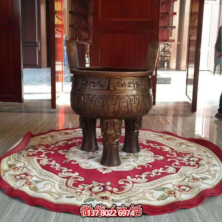 純銅鼎仿古香爐擺件，圓潤(rùn)家居裝飾