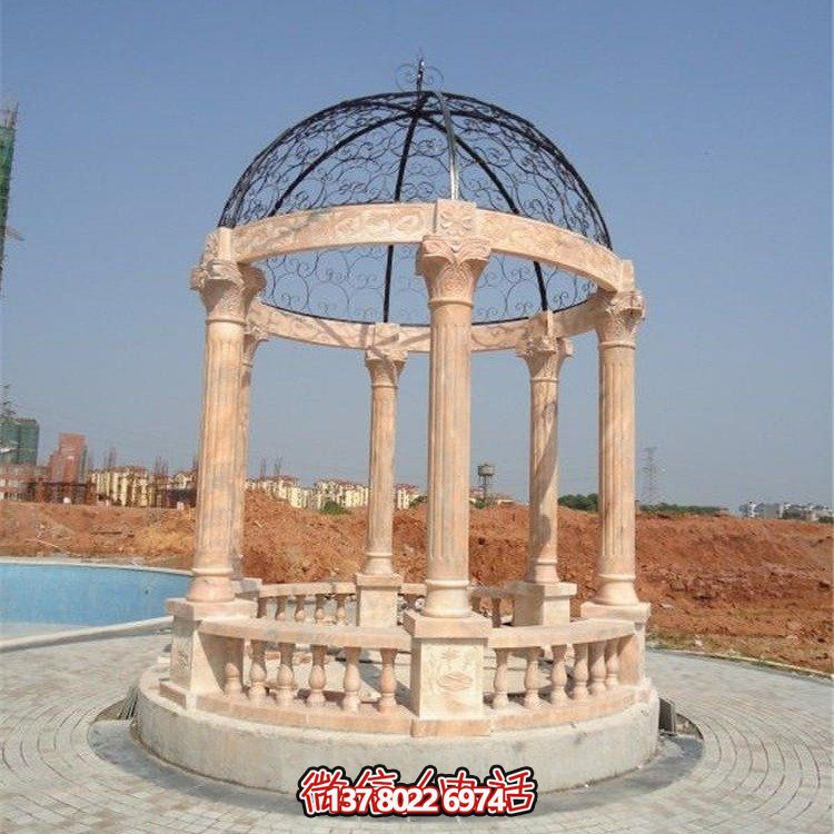 美麗而典雅的歐式大理石雕塑涼亭，為觀賞晚霞景觀而設(shè)計