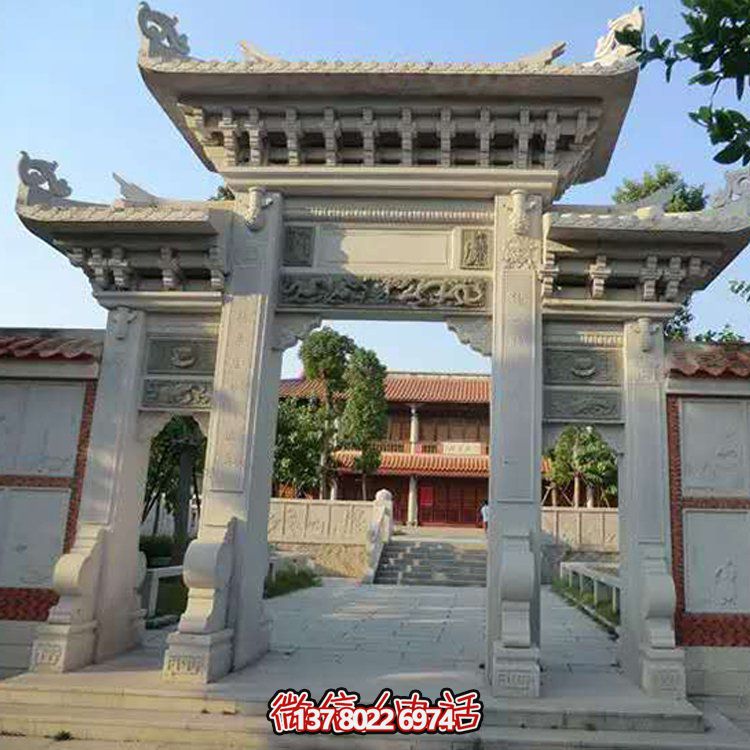 精美大理石石雕景區(qū)園林，大型門樓牌坊雕塑