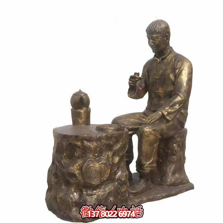 仿銅玻璃鋼人物小品雕塑，景觀戶外公園裝飾