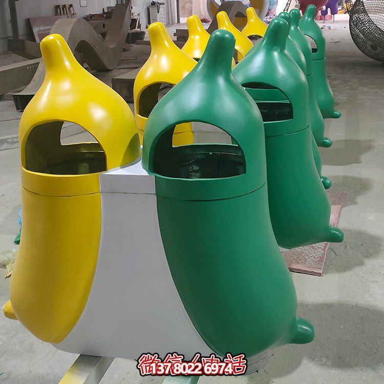 創(chuàng)意玻璃鋼垃圾桶，家庭園林裝飾擺件