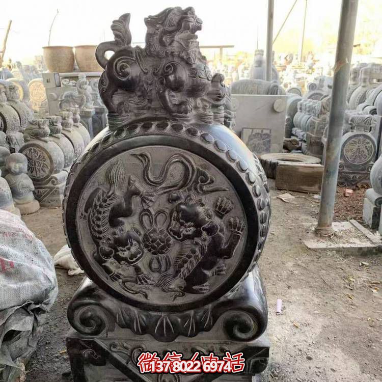 仿古青石石雕抱鼓雕塑，裝點庭院門口