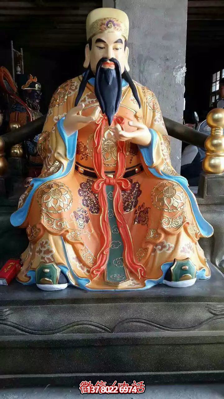 精美供奉財神雕塑，玻璃鋼彩繪絢麗奪目