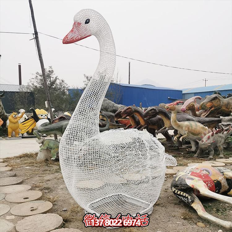 大型不銹鋼鏤空天鵝雕塑戶(hù)外園林景觀(guān)擺件