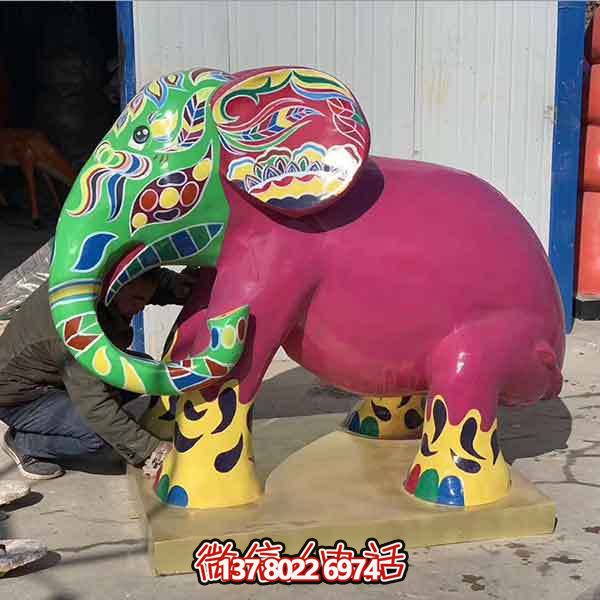 玻璃鋼雕塑大象，彩繪園林景觀