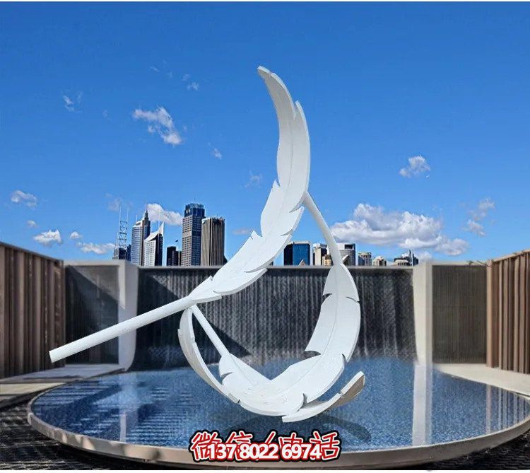 大型不銹鋼鏡面羽毛雕塑，創(chuàng)意園林景觀裝置