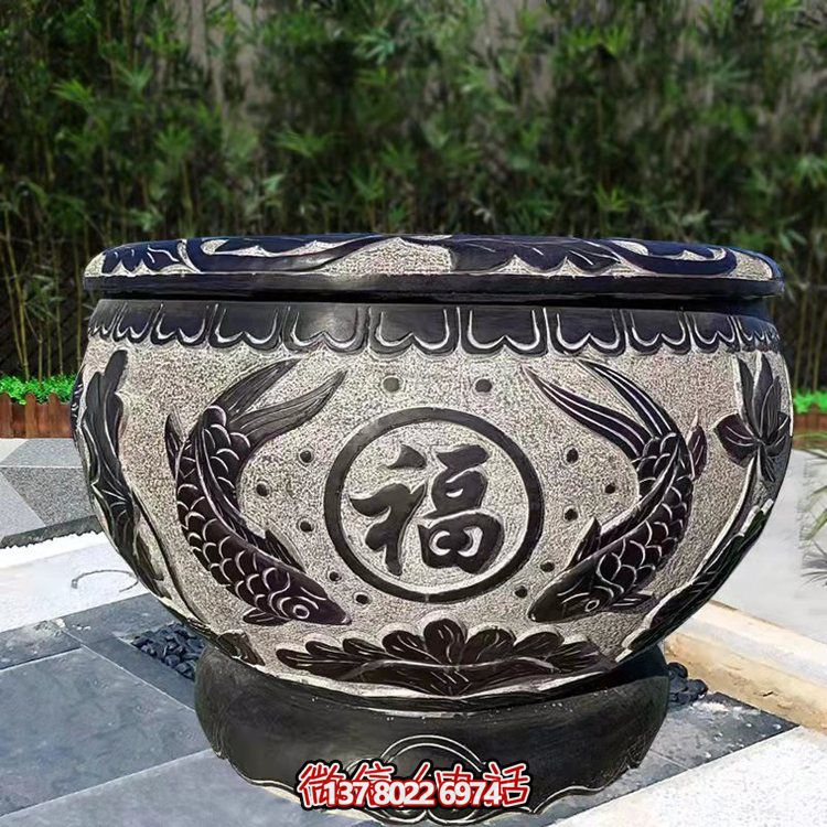 精美青石石雕缸，打造現(xiàn)代園林景觀