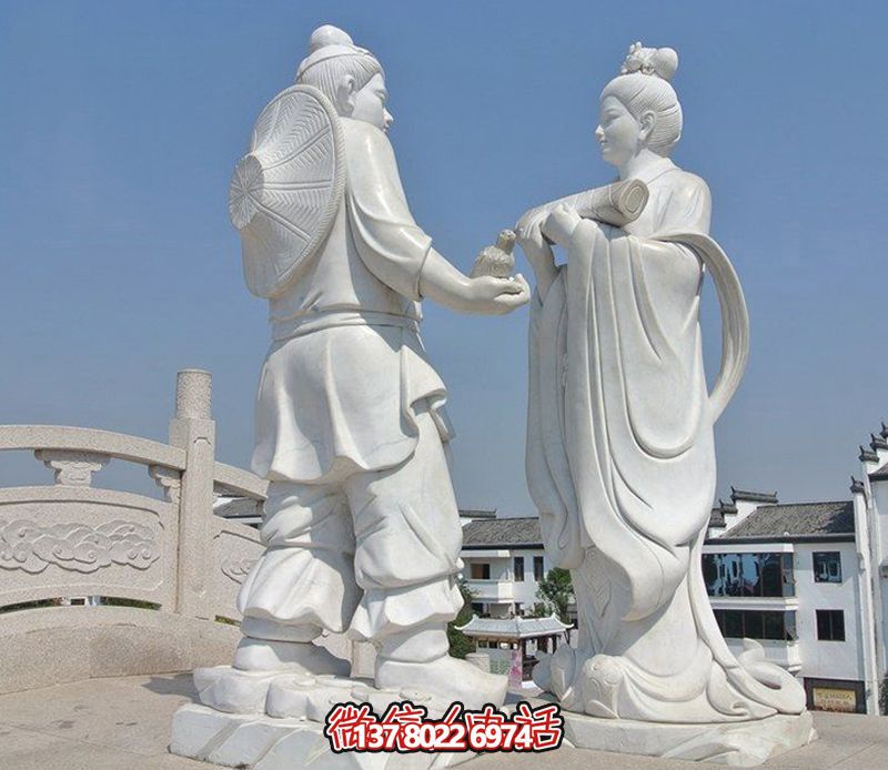 古代牛郎織女石雕，擺放于花園廣場(chǎng)，帶來(lái)漢白玉般的浪漫氣息