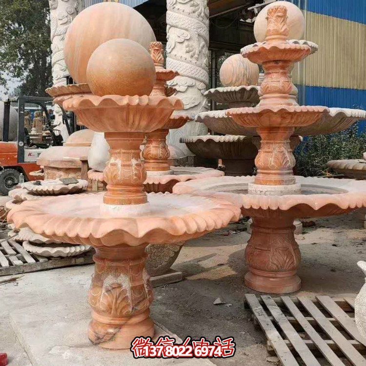 紅晚霞中式二層風(fēng)水球，讓你的庭院擺放流水轉(zhuǎn)運(yùn)風(fēng)水