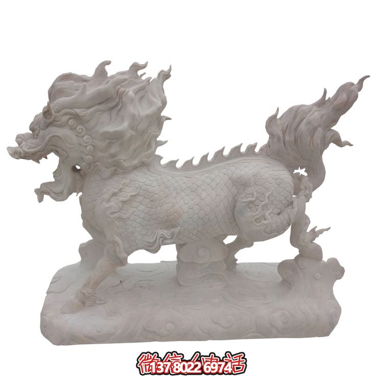 傳承漢白玉石雕麒麟雕塑，美化景區(qū)戶外環(huán)境