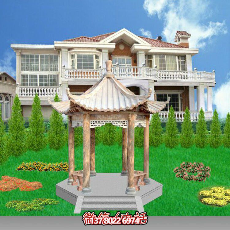 中式風(fēng)格涼亭，寧靜休息，美景欣賞