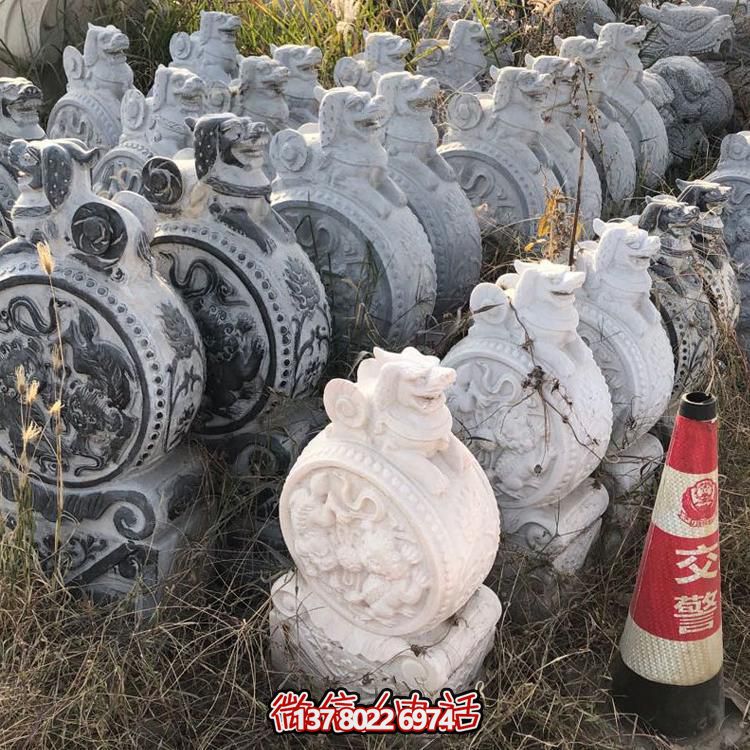 仿古青石獅子抱鼓石擺件，鎮(zhèn)宅庭院門口裝飾