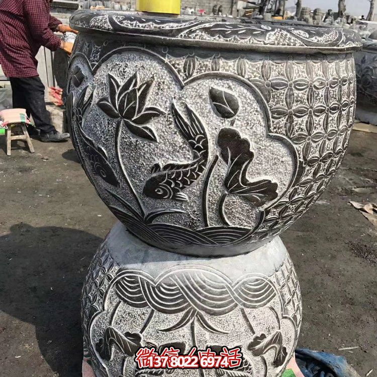 古典中式仿古石雕花盆，為您的庭院增添古風(fēng)雅致