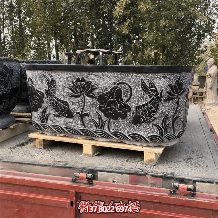 精美青石雕刻橢圓花盆，打造完美庭院戶(hù)外環(huán)境