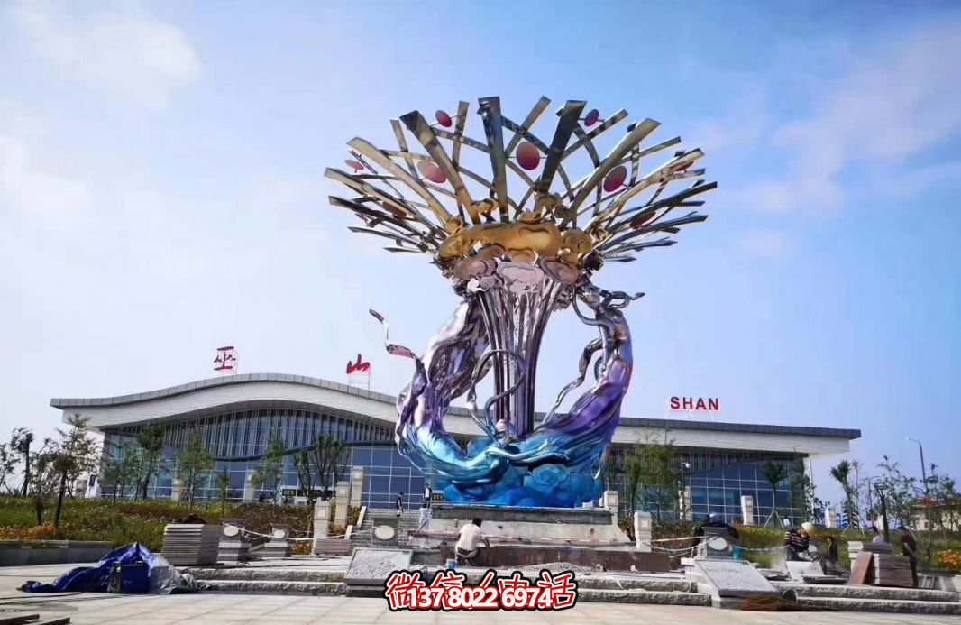 玻璃鋼美人魚雕塑，給廣場帶來彩繪跳舞美景