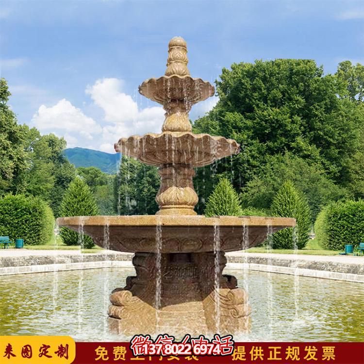 流水紅晚霞，石雕戶外景區(qū)擺件