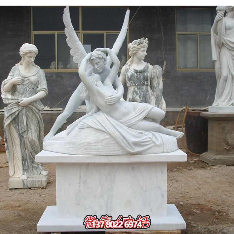 西方天使?jié)h白玉雕塑，美化景區(qū)廣場(chǎng)