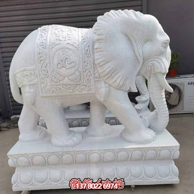 漢白玉雕塑藝術(shù)，景觀裝置招財大象