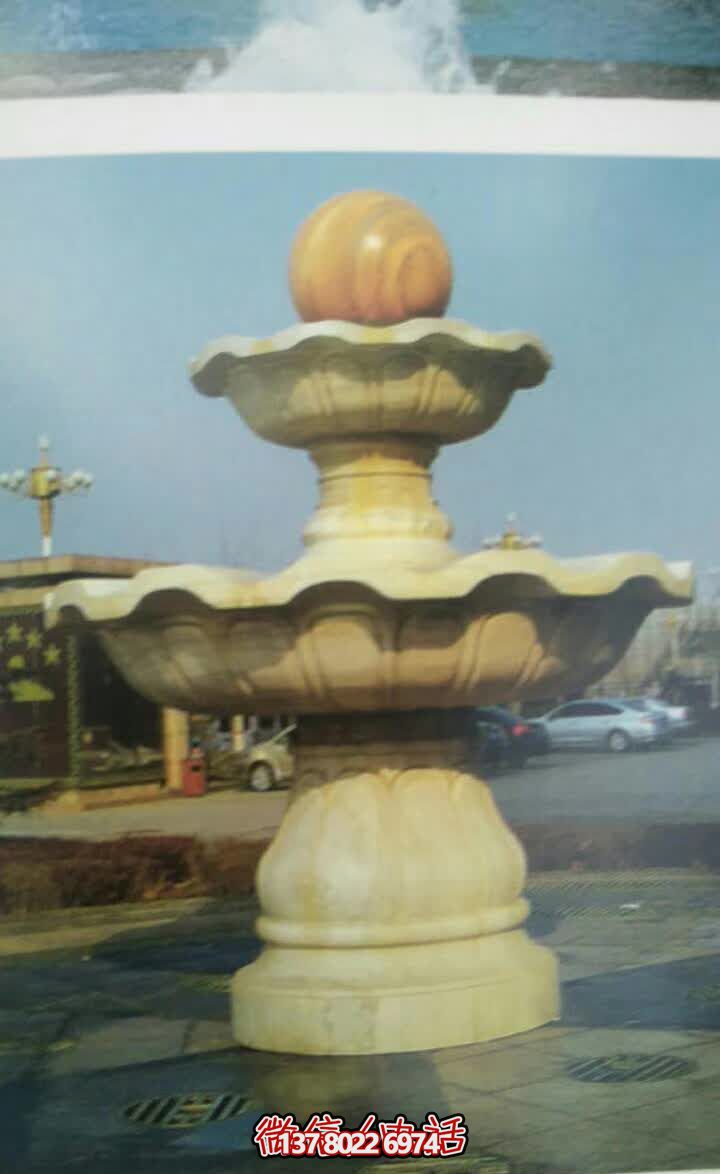 大理石雙層風(fēng)水球噴泉，為景觀公園添彩雕塑