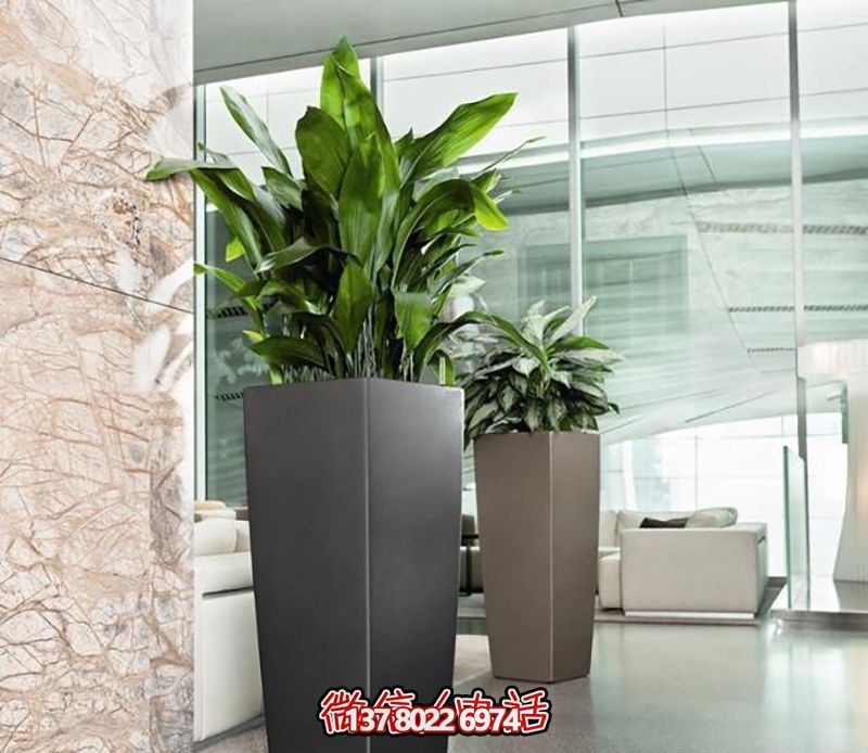 公司企業(yè)室內烤漆不銹鋼花瓶擺件雕塑