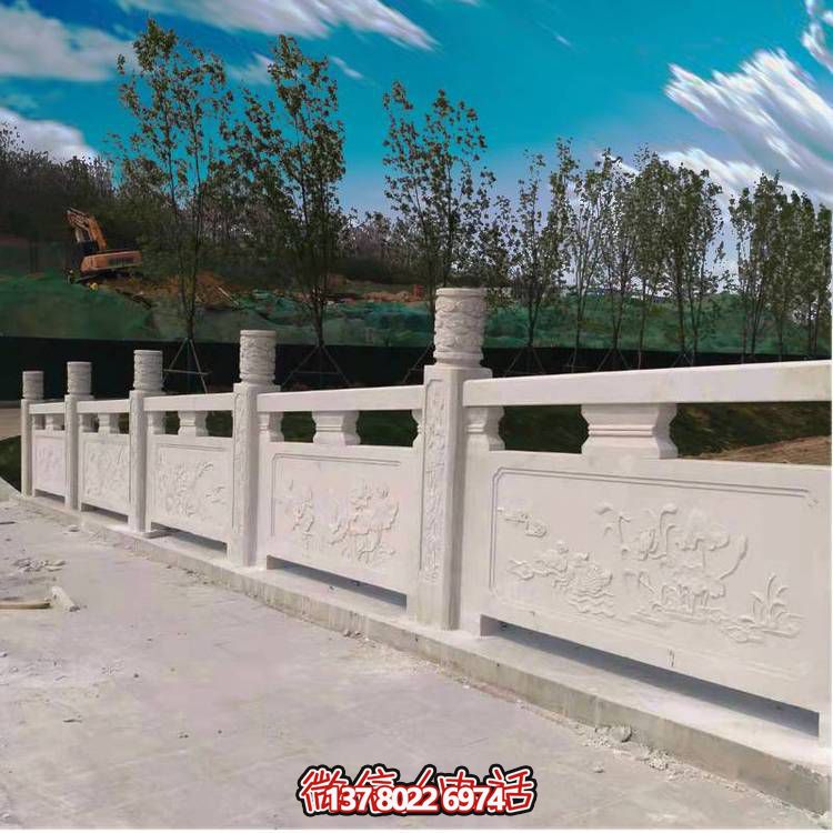 漢白玉雕花石欄桿，公園河道護(hù)欄欄桿