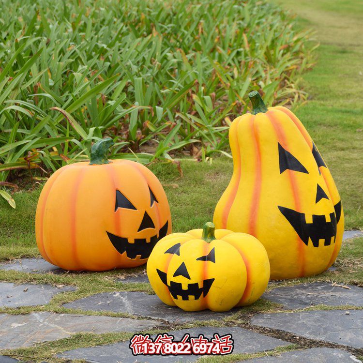 游樂(lè)園擺放玻璃鋼卡通萬(wàn)圣節(jié)主題南瓜雕塑