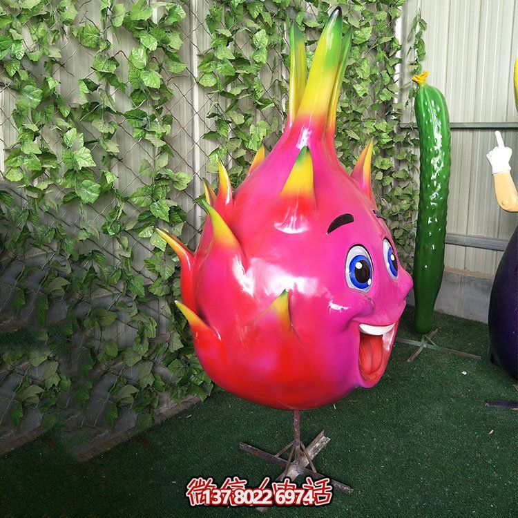 玻璃鋼火龍果，火龍果卡通公仔