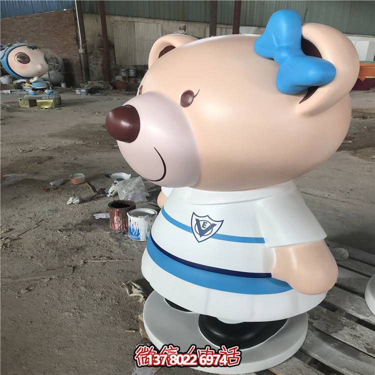 商場(chǎng)游樂(lè)場(chǎng)幼兒園玻璃鋼卡通美陳擺件小熊