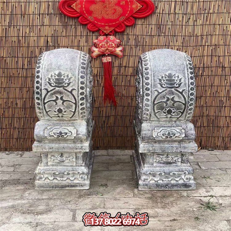青石仿古抱鼓石，大理石古建大門門墩