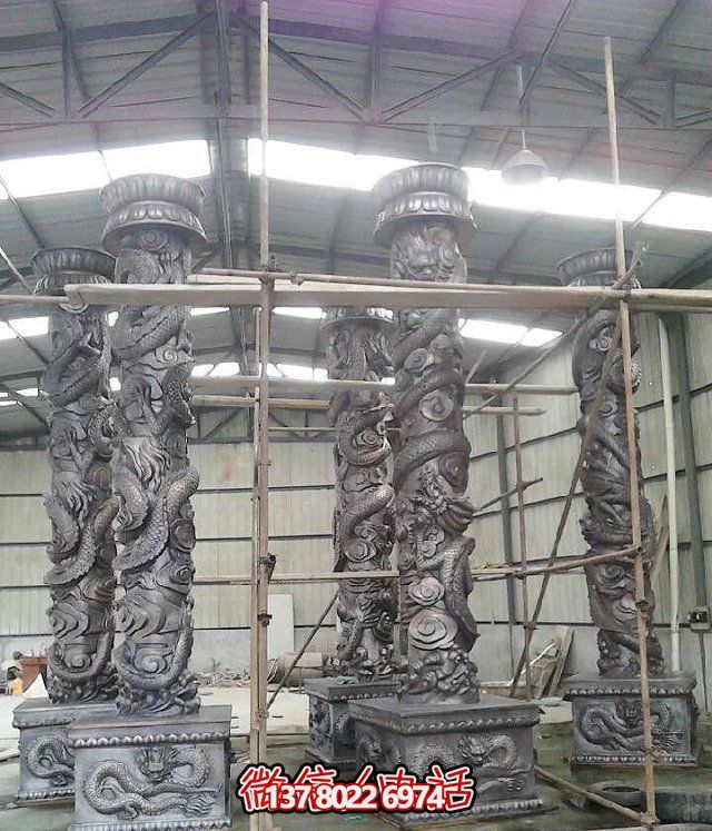 廣場(chǎng)仿銅龍柱玻璃鋼柱子雕塑