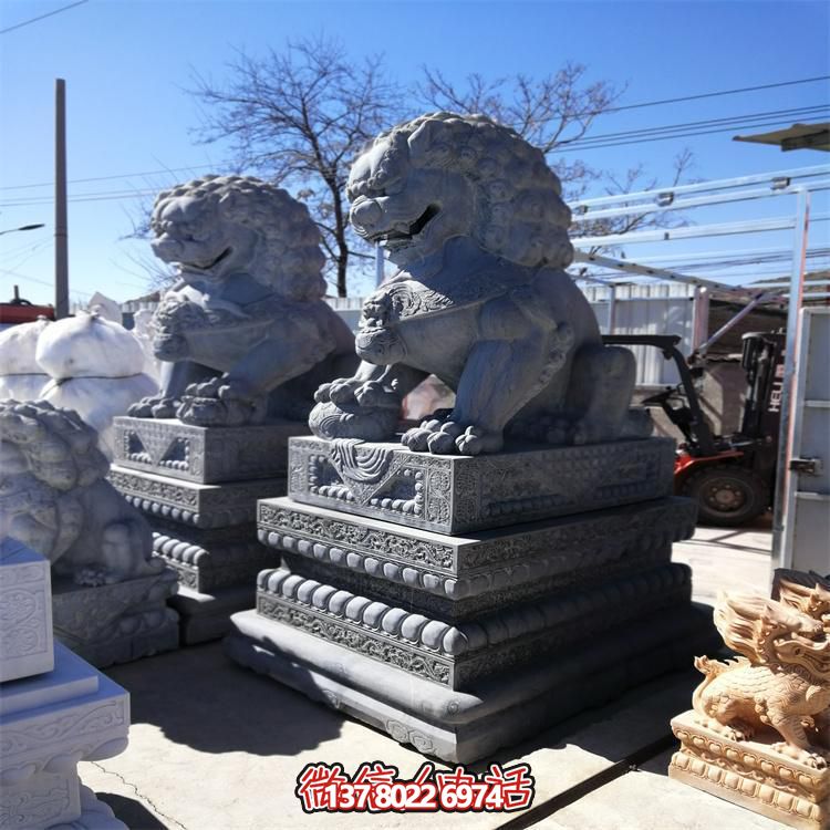 鎮(zhèn)宅招財景區(qū)古建青石石獅子園林動物石雕擺件